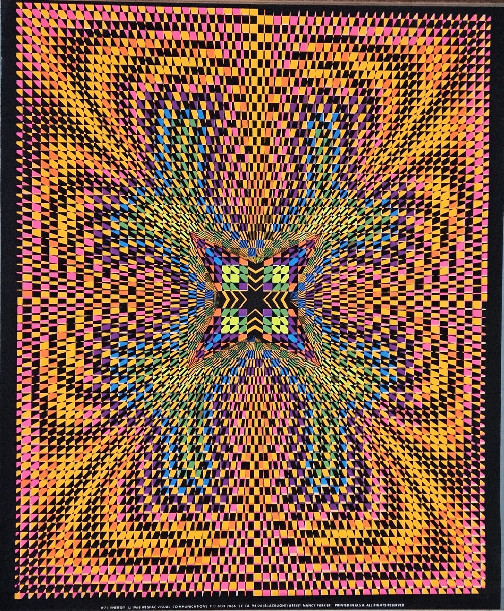 Energy Nancy Parker Black Light 1968 VINTAGE Psychedel Fractal