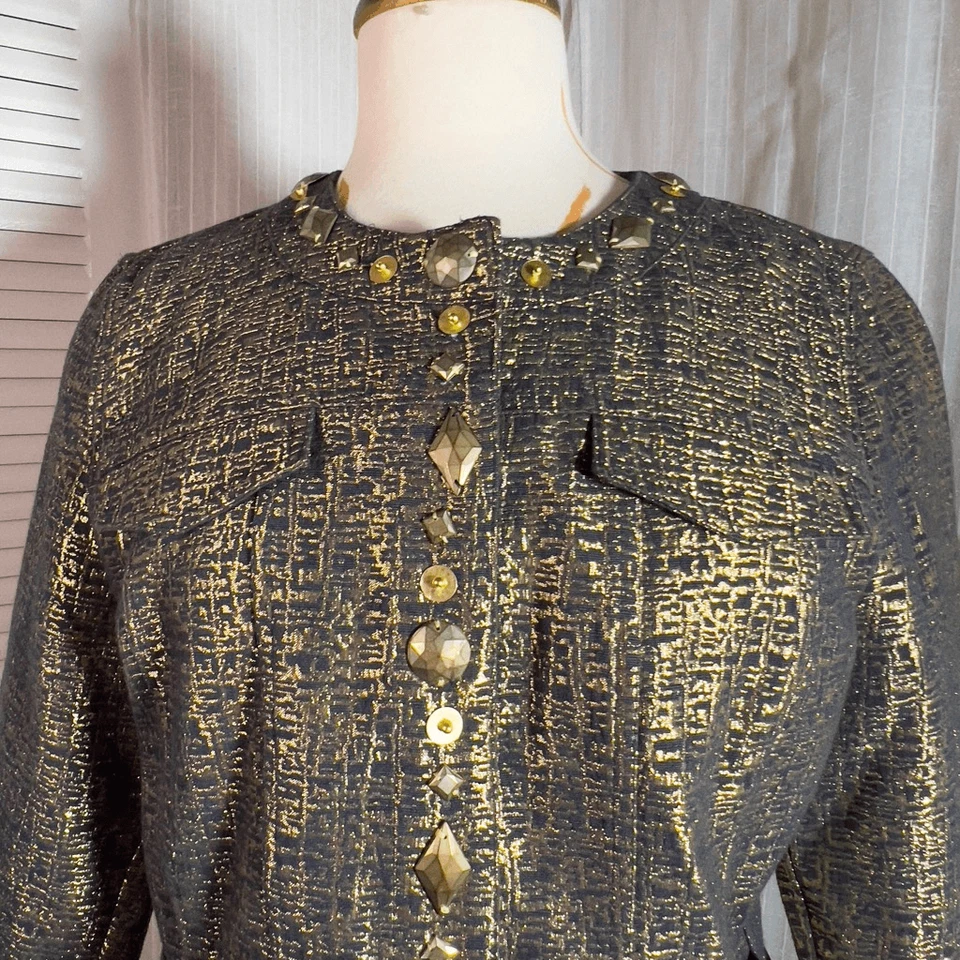 Ruby Rd | Para mujer | Blazers | Talla 10 | Blazer adornado con piedras preciosas doradas negras Foto 2 de 4