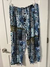 Jams World M Capris Crop Abstract Geometrical Rayon Pants Drawstring Pockets