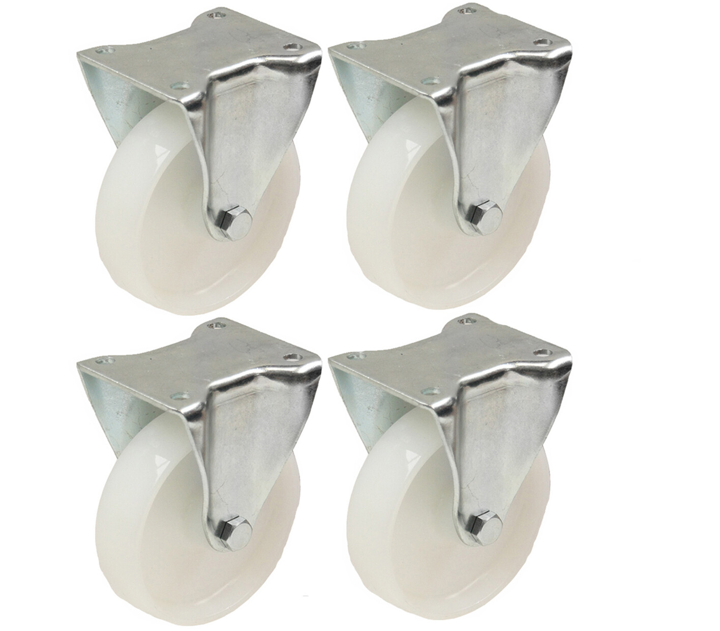 4 - 100mm 4"" inch nylon castors - heavy duty fixed castors set 150kg each castor