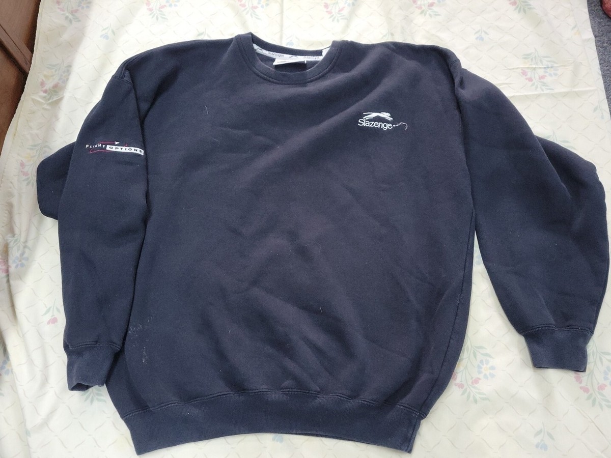 Slazenger Men Fleece Crew Neck Sweatshirt Flight Options Black