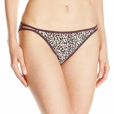 Size 6 (Medium) Vanity Fair String Bikini Panties New 18108 Crown Leopard Print