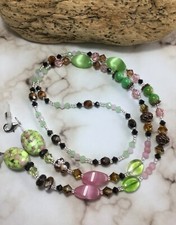 Handmade Cats Eye Stone/Swarovski Element/Mask/Eyeglass Chain/Lanyard USA