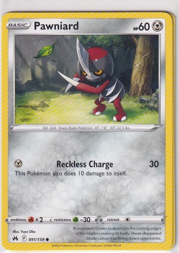 Pokemon Carte Crown Zenith Numéro 91/159 Pawniard Anglais