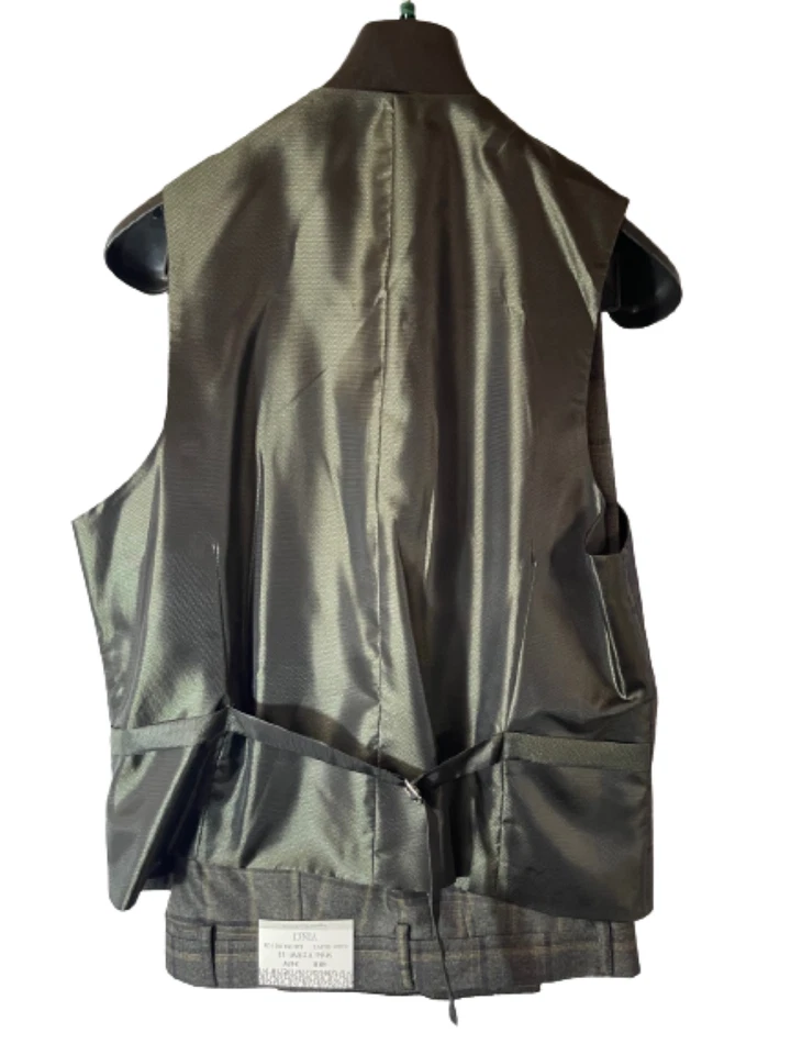 TRAJE HOMBRE 40R 3 PIEZAS VENTANA MARRÓN OLIVA PANTALÓN 42 X 34 Foto 3 de 4