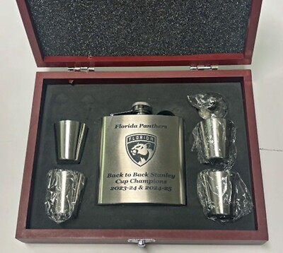 Florida Panthers back to back Stanley Cup Champions 6 oz flask w opt box
