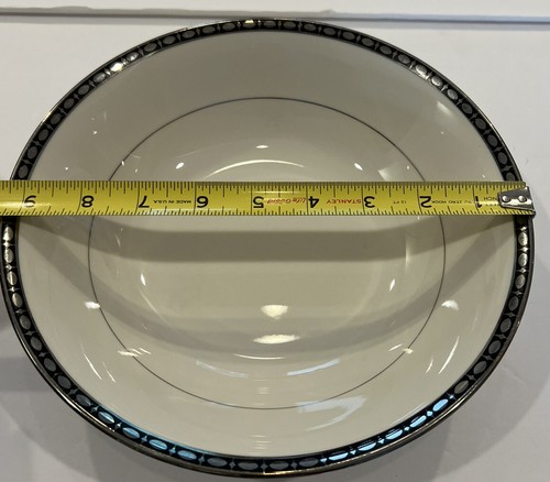 Tivoli (3556) Fine China Serving Bowl 9 1/2”. White w/ Black Design Rim - Picture 3 of 5