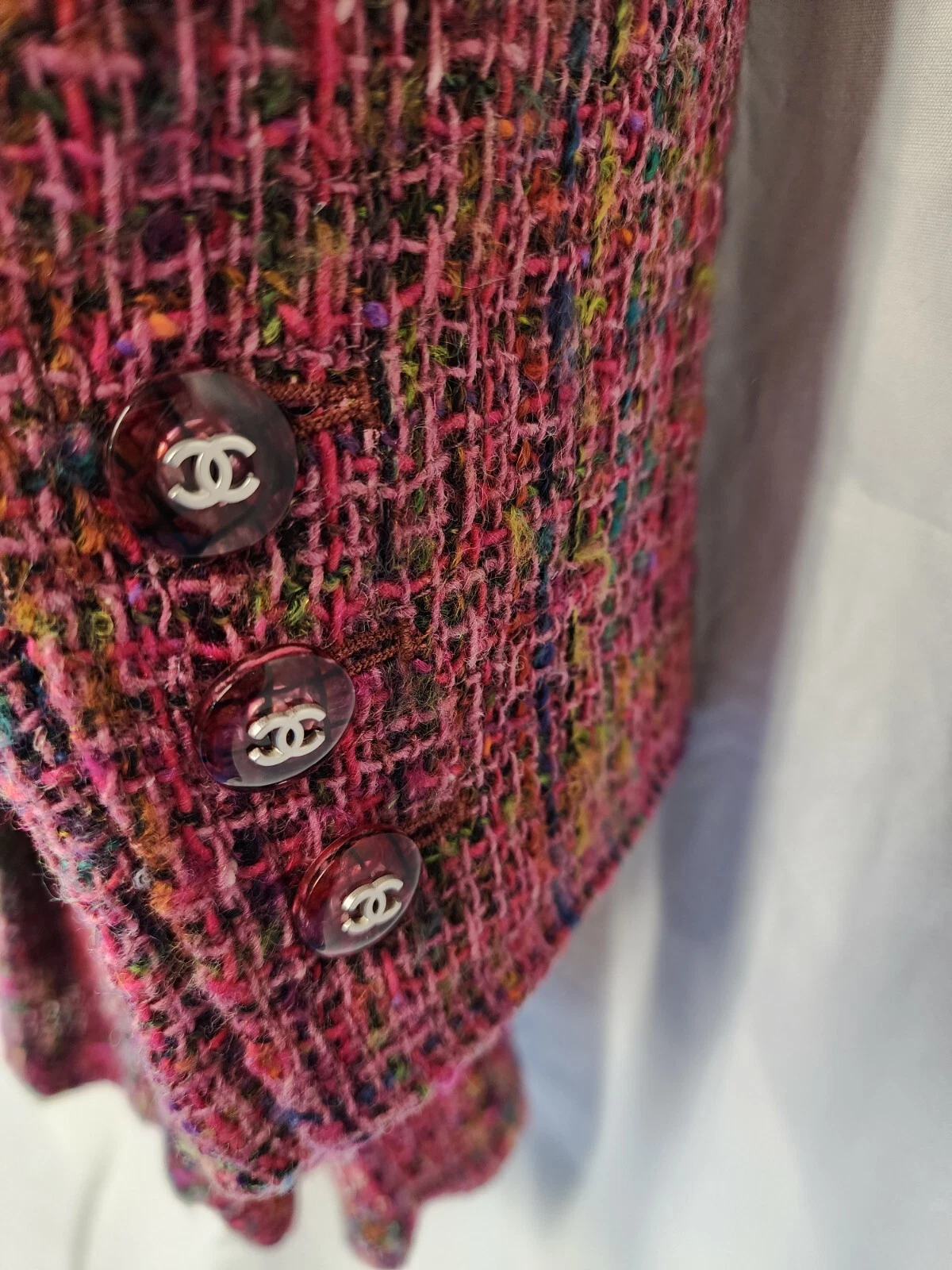 Tuta Chanel 98A taglia 44 Boucle fantasia tweed gonna multicolore