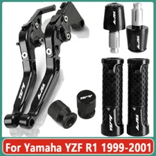 For Yamaha YZF R1 1999-2001 4Pcs CNC Handle Grips Cap Brake Clutch Levers Set