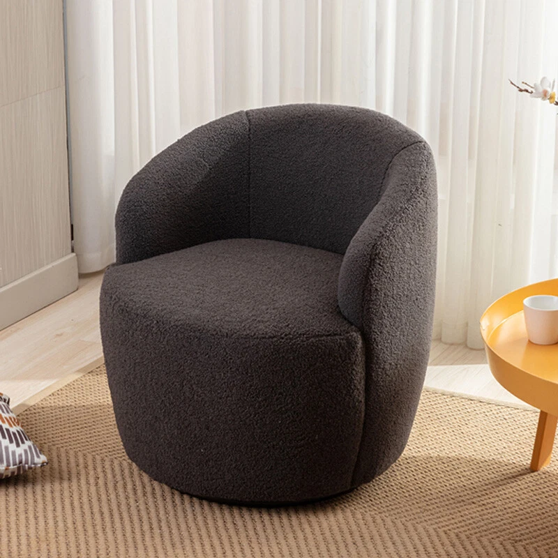 Teddy Fabric Swivel Chair Round Accent Armchair 360 Degree Swivel Barrel Chair