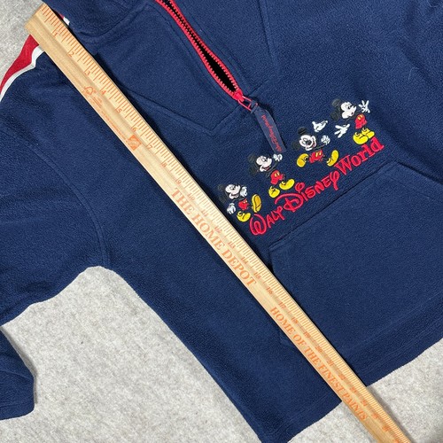 Vintage Disney World Mickey Mouse Youth Large Blue & Red 1/4 Zip Hoodie Pullover - Picture 5 of 9