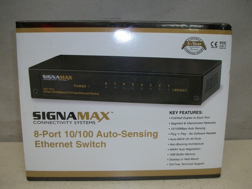 NEW SIGNAMAX FO-065-7012A 8-Port 10/100 Auto-Sensing Ethernet Switch - Picture 2 of 6