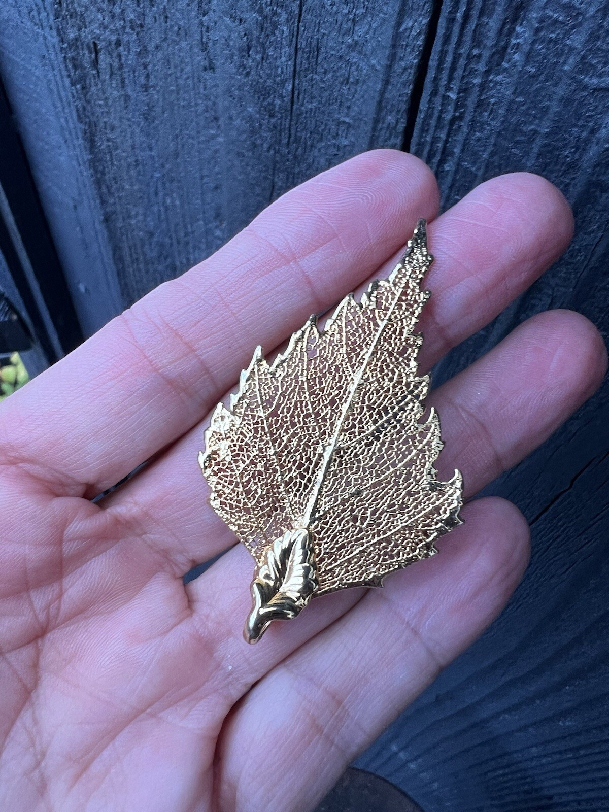 Leaf Pendant 24K Dipped Gold Filigree - Fallen Le… - image 3