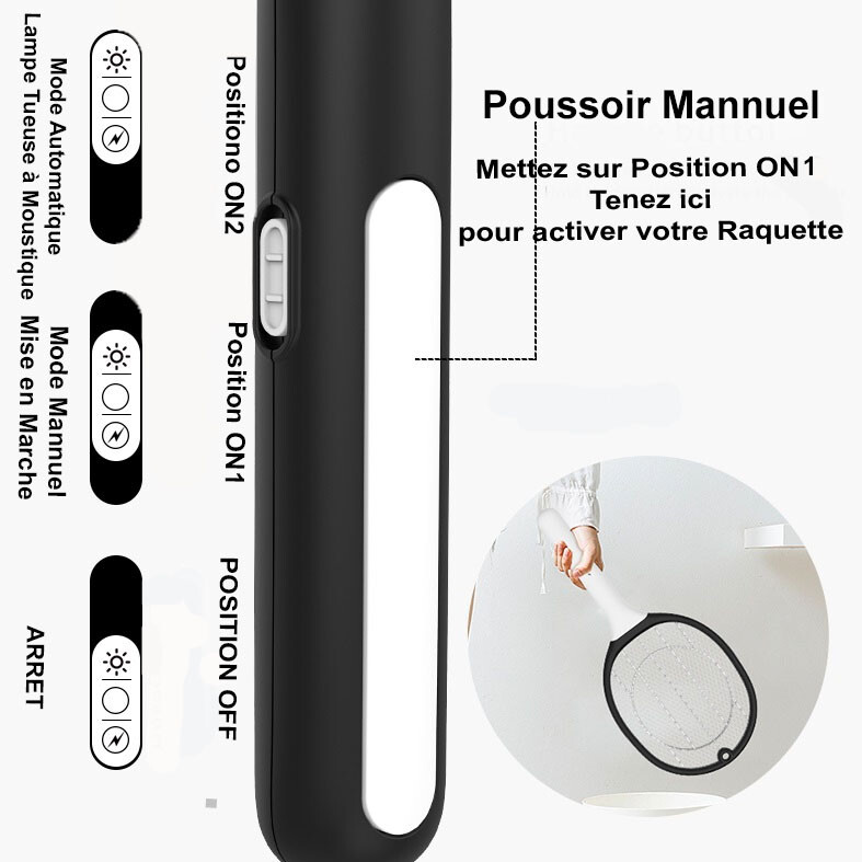 Attrape mouches électrique rechargeable avec lampe UV destructrice et grille 3000V - 2
