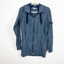 ATHLETA Blue Long Zip Up Hooded Sweatshirt with Thumbholes Size Small