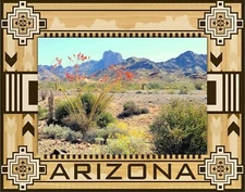 Arizona Southwestern Style Laser Engraved Wood Picture Frame Landscape (8 x 10)