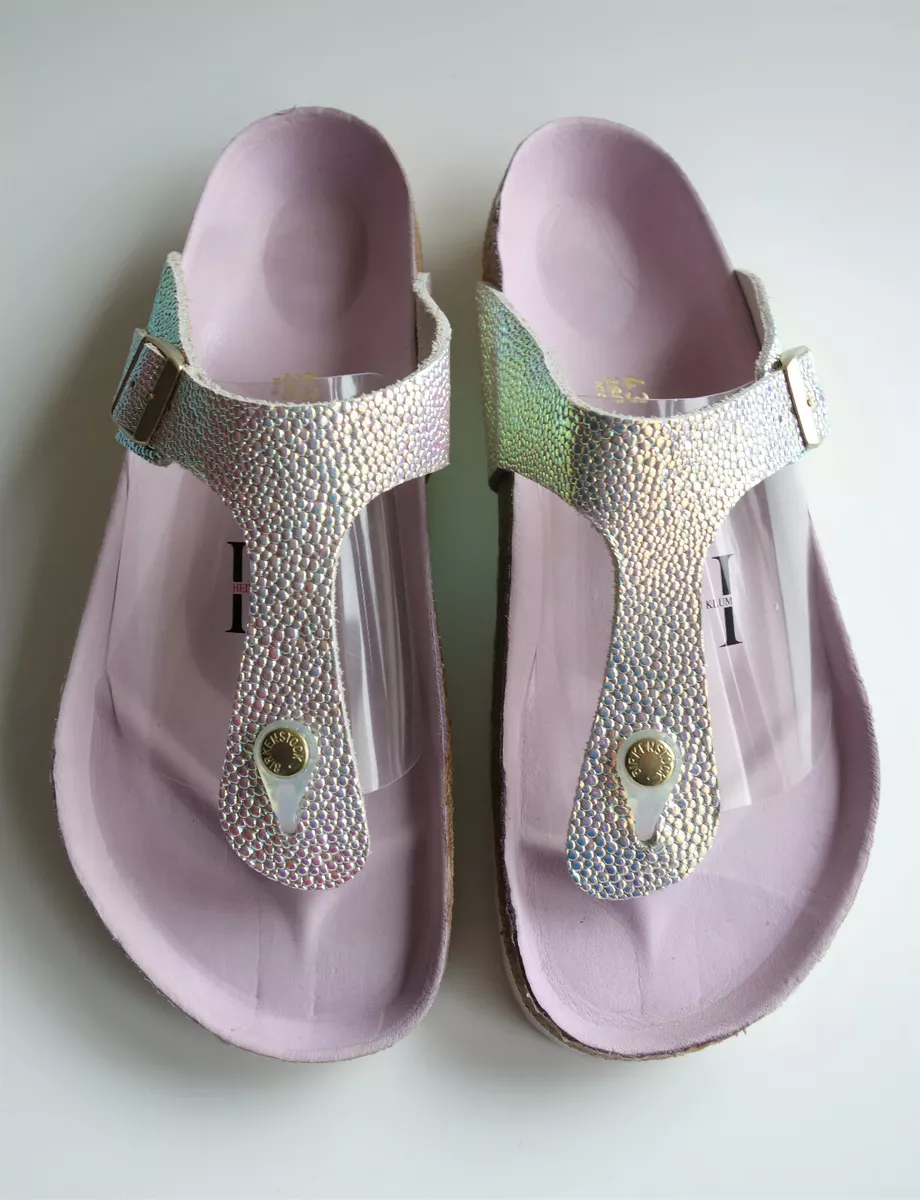 Birkenstock gizeh ombre pearl top silver black