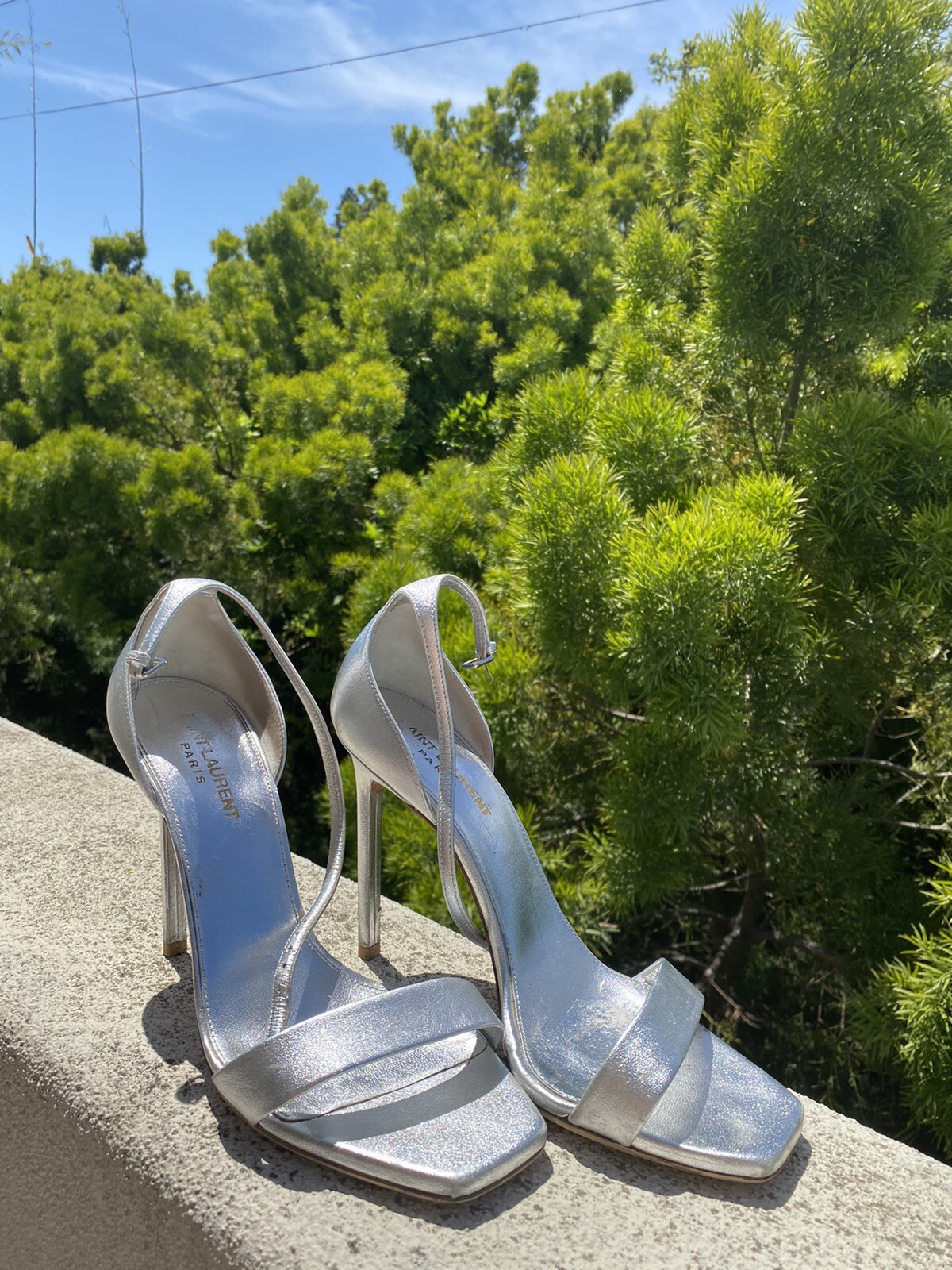 YSL Yves Saint Laurent AMBER 8 5 scarpe sandali taglia 39 argento