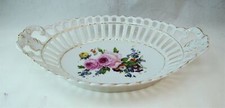 Schumann Bavaria DRESDEN FLOWERS Pierced/Reticulated Large 12 inch Oval Bowl