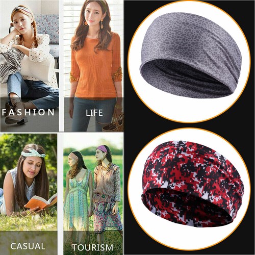 Yoga Sports Wide Headband Non-slip Elastic Hair Wrap Gym Hairband Sweatband US - Picture 10 of 16