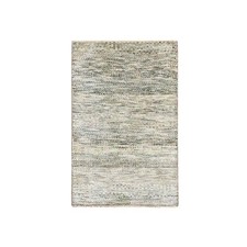 2'x3' Beige Undyed Natural Wool Modern Grass Design Hand Knotted Mat Rug R76587