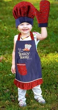 ArtFuzz Bossy Boots Girls Apron Set of3 15X17