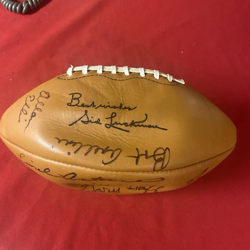 Chicago Bears Autographed  Football Sid Luckman and Many More 1970's Pardee