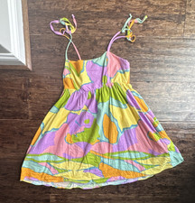 Show Me Your MuMu Women's Multicolor Abstract Tie-Strap Mini Dress Size M