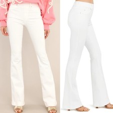 Spanx Xl flare jeans white pull on stretch stomach compression western summer