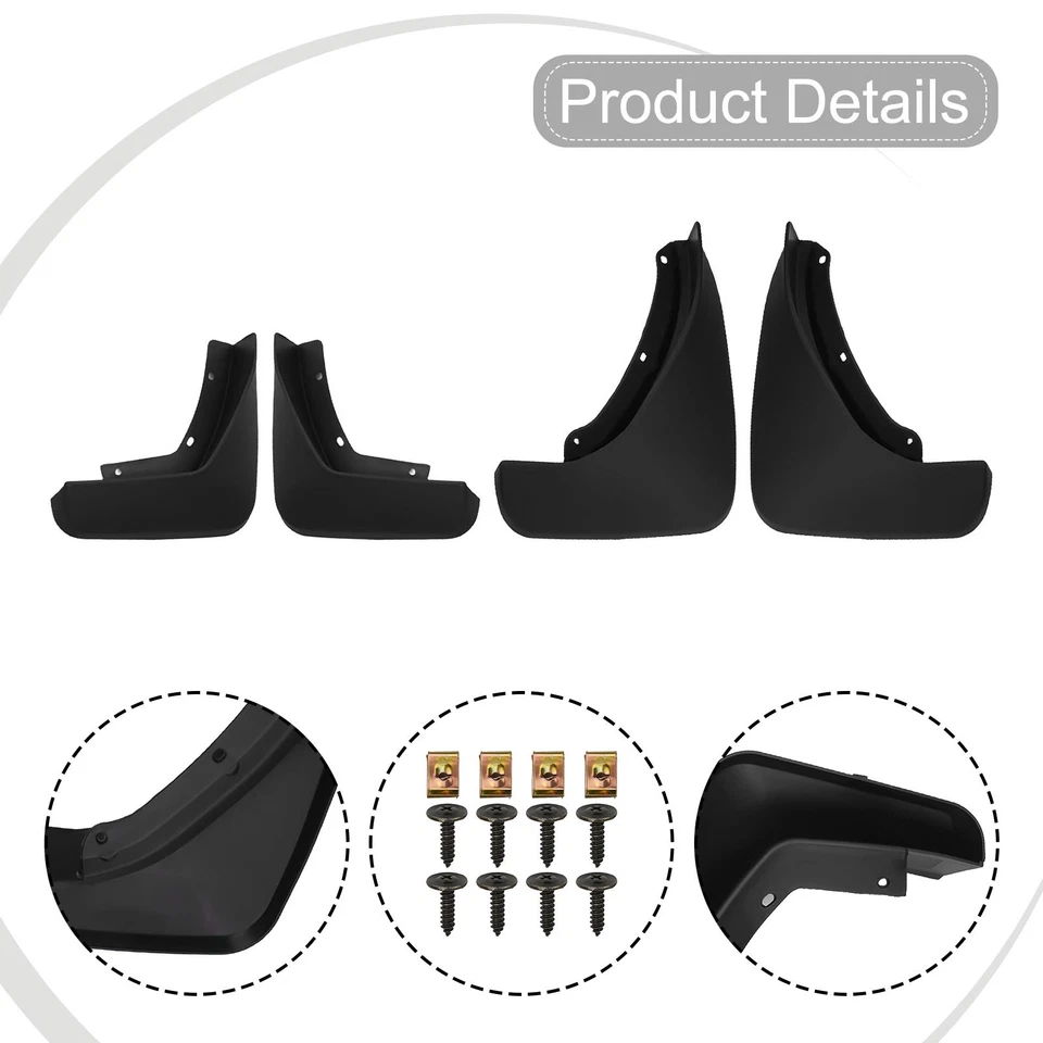 Mud Flaps Outdoor Garden 1 Set ABS About 700G Black Car Body Front + Rear - Image 2 of 4