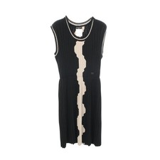 【Dress】CHANEL Coco Mark Button Knit Dress Sleeveless Wool Black Beige
