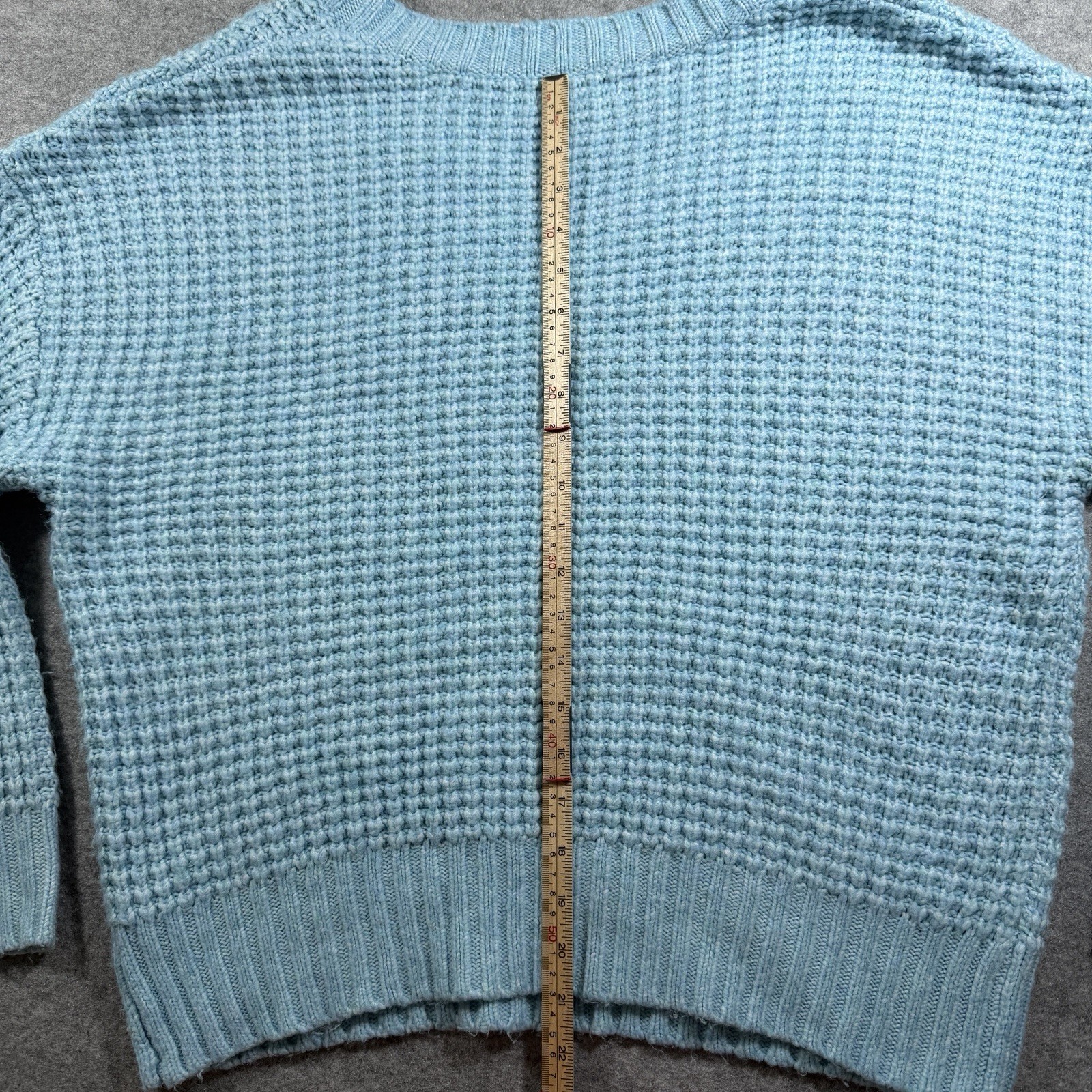 American Eagle Crochet Sweater Womens S Blue V Neck Chunky Knit Drop Shoulder thumbnail 16
