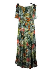 Rip Curl Womens Tropical Floral Off Shoulder Maxi Dress Smocked Waist Boho