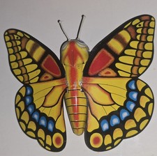 Yone MECHANICAL FLAPPING BUTTERFLY Tin Litho Toy Japan 8" Wide Vintage 1960's