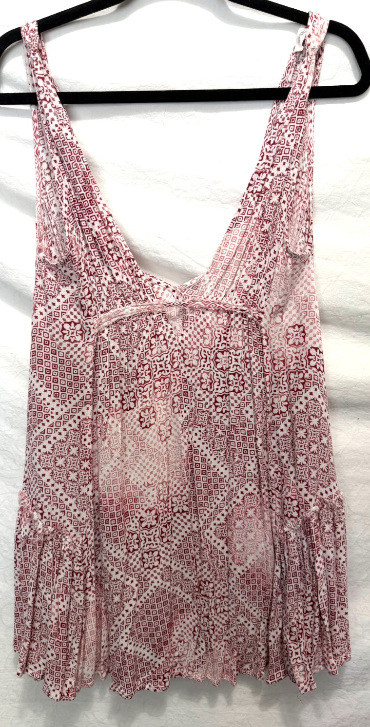 Cotton Candy LA Women's Medium Red & White Flirty Boho Beach Babydoll Mini Dress
