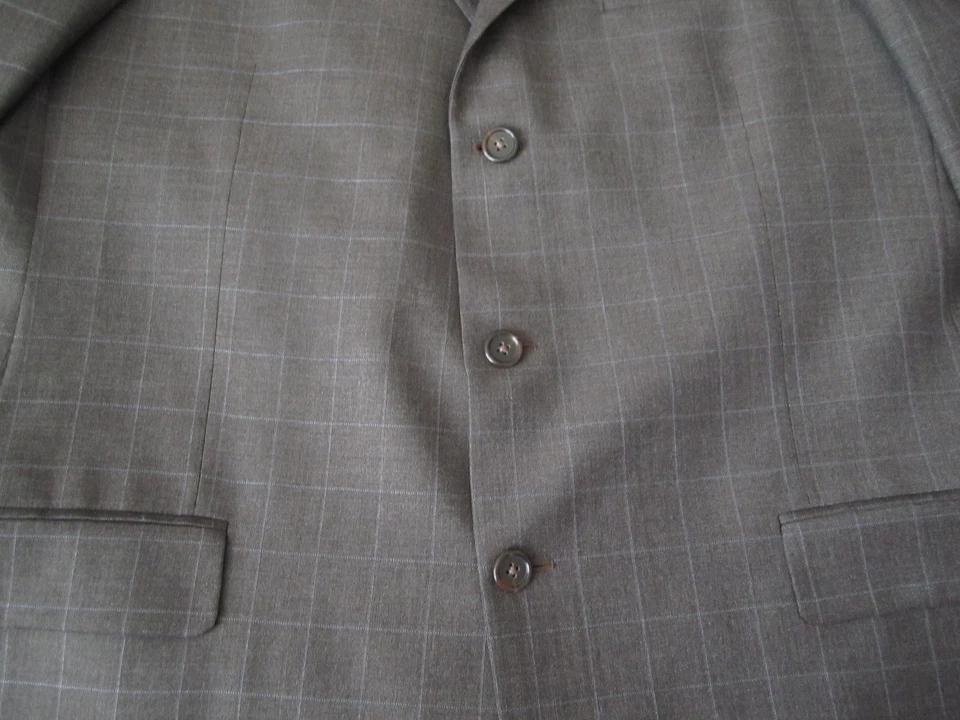 Men Hickey Freeman 3 Button Reda Wool Windowpane Blazer Sz 44 Long (MJ52) USA - Image 4 of 4