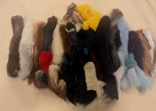 LARGE LOT OF GENUINE DYED MINK FUR TAILS PIECES FLY TYING 90