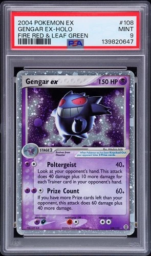 Pokémon TCG Gengar EX Holo 108/112 Fire Red Leaf Green 2004 PSA 9 SWIRL new cert