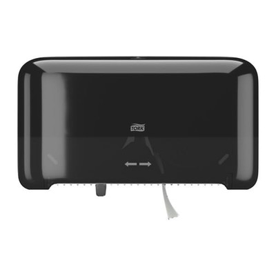 Optiserve Coreless Toilet Paper Dispenser Black T7/T5, 2-Roll Horizontal Dispens