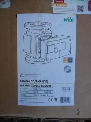 Wilo Stratos 50 / 1 - 9 Heizungspumpe 230 Volt Umwälzpumpe 280 mm 2069363 NEU P