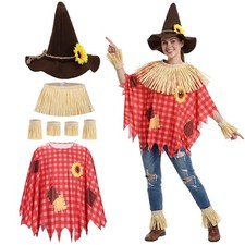 Scarecrow Costume Set for Adults, Halloween Cosplay Accessories for Harvest Than