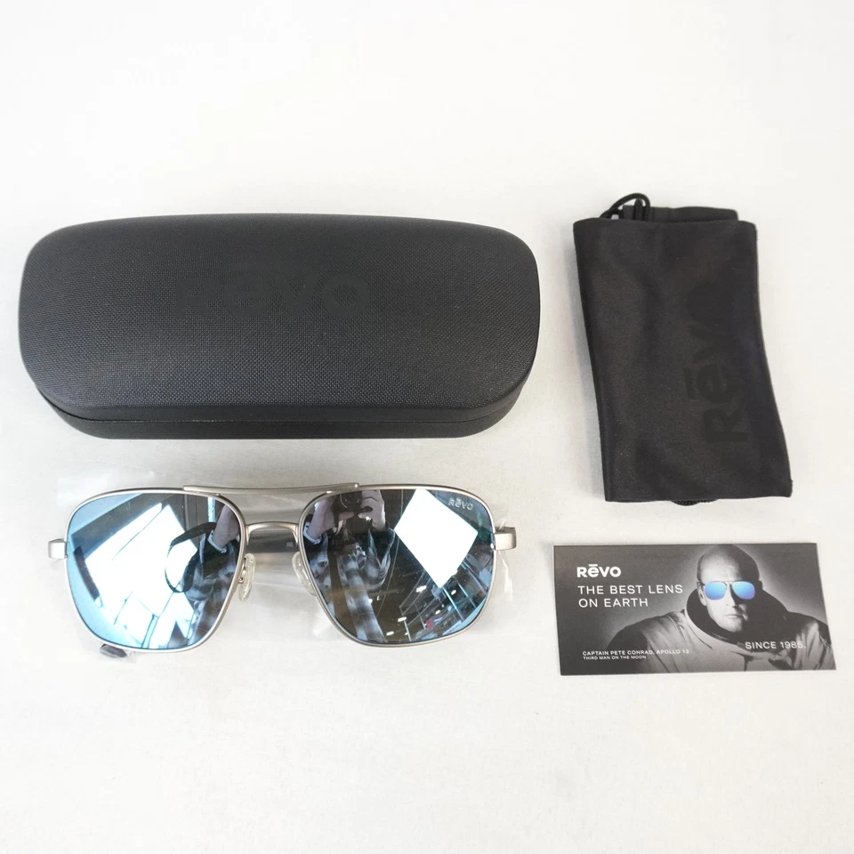 Revo Freeman Sunglasses Polarized Matte Gunmetal W/ Blue Lenses Square (RE1012)