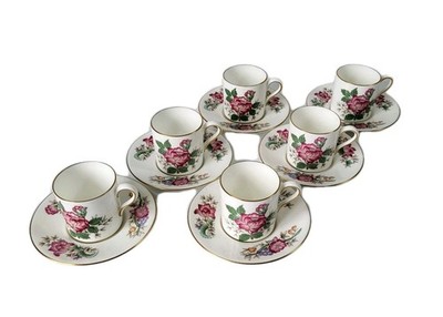 MCM Wedgwood Charnwood 3984 Demitasse Tassen und Untertassen Set x6 Bone China England