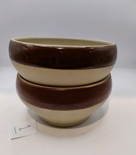 2 x  French Digion Gres Rustic Pottery Bowls Vintage Dining Porridge 