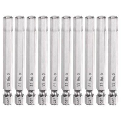 10x Flach-Sechskantbit 6mm H6 1/4'' für Hex 65mm magnetisch