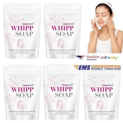 5 Stk. Snail White Whipp Seife Bar Gesichtsschaum Gesichtsdusche zart weich weiß