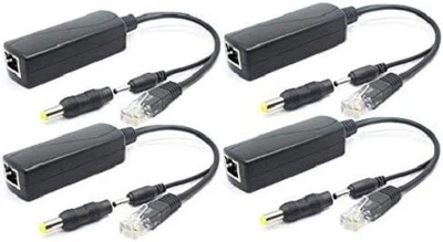 4 Pack 5V PoE Splitter, 48V to 5V 2.4A Adapter, 3.5mm x 1.35mm Plug, 5.5mm - Photo 1/3