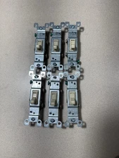 Toggle Switch 120V 15A, SP, Grounding, Ivory, No 660-IGCACC20,  Pack of 6