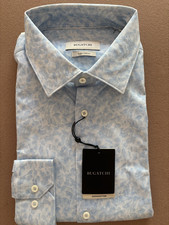 NWT BUGATCHI OOOH COTTON MENS SKY BLUE LONG SLEEVE SHIRT XXL