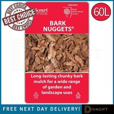 MELCOURT BARK NUGGETS 60L LONG LASTING CHUNKY BARK MULCH FOR GARDEN LANDSCAPE